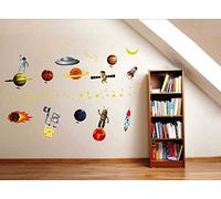Vaisseau spatial Planètes 3D Cosmos Robots Une collection de planètes Ensemble Chambre Amovible Mural Garderie Decal Décor Bébé Art Autocollant mural Autocollants Décoration Des gamins