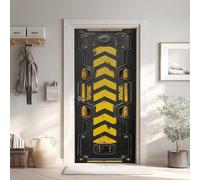 Vaisseau Spatial Poster de Porte 3D Trompe L'oeil 73x205 cm, Métal Auto-Adhésif Sticker Porte pour Chambre Cuisine, Motif Chevron Stickers Autocollants de Porte Y6Nc15
