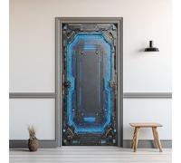 Vaisseau Spatial Poster Porte Trompe L'oeil Futuriste Sticker Porte 83x204, Science Fiction Gris Autocollant Porte 3D Auto-Adhésif PVC Imperméabl pour Chambre Cuisine Bain Salle, l2Um14