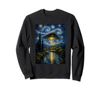 Vaisseau Spatial Triangle Extraterrestre Village OVNI Van Gogh Nuit étoilée Sweatshirt