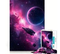 Vaisseaux spatiaux dans Une nébuleuse avec planète Puzzle de 1000 pièces pour Adultes et Adolescents Jeu de réflexion Loisirs Décoration Murale aux Bords précis 38x52cm