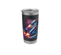 Vaisseaux spatiaux rétro Twin Rockets dans l'espace profond Gobelet isotherme en acier inoxydable double paroi