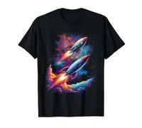 Vaisseaux spatiaux rétro Twin Rockets dans l'espace Profond T-Shirt