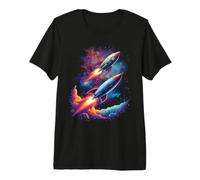 Vaisseaux spatiaux rétro Twin Rockets dans l'espace Profond T-Shirt Haut de Gamme