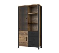 Vaisselier 2 portes 3 tiroirs Petits-meubles - Lyam - 101 x 43 x 191cm - Bois et noir