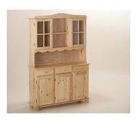 Vaisselier 3 Portes en Bois Massif "Alienor" 198cm Naturel Beige G