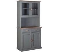 Vaisselier 4 portes 2 tiroirs pin massif gris Luza Gris G
