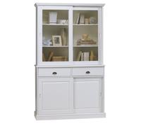 Vaisselier Blanc 4 Portes Coulissantes 2 Tiroirs 5 Niches L 121 H 198.8 P 42.3 cm - L 121 x l 42.3 x H 198.8 cm