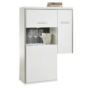 Vaisselier d'angle gauche coloris blanc brillant - Longueur 94 x Hauteur 137 x Profondeur 38 cm