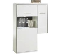 Vaisselier d'angle gauche coloris blanc brillant - Longueur 94 x Hauteur 137 x Profondeur 38 cm -PEGANE- blanc brillant G