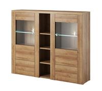 Vaisselier design 2 portes pour salon couleur chêne. collection SANTIAGO.