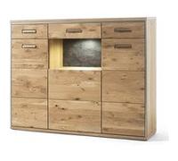 Vaisselier en bois chene bianco de 3 portes - Longueur 154 x Hauteur 121 x Profondeur 39 cm -PEGANE- chêne bianco G