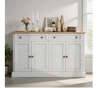 Vaisselier - Grand buffet - Bois naturel - 4 portes 2 tiroirs - 150x40x86 cm