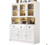 Vaisselier moderne avec LED synchronisable musique système anti-basculement étagères réglables rangement vaiss BUFFET DE CUISINE
