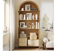 Vaisselier moderne en bois naturel avec arche, étagères résistantes 40kg, portes vitrées transparentes pour salle à manger VITRINE