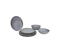 Bo-Camp – Vaisselle – Halo – 100% mélamine, 12 pièces – Gris et terre