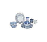 Vaisselle 16 pcs Mix & Match Mélamine Bleu