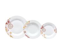 Vaisselle 18 Pièces Porcelaine Bordeaux 1 cm Moutarde