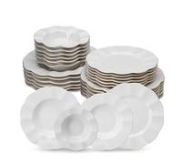 Vaisselle 24 Pièces, Ensemble D'assiettes,Ensemble De Service, 6 Bols, 6 Assiettes À Dessert, 6 Assiettes Creuses, 6 Assiettes Plates, Passe Au Lavevaisselle