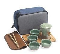 Vaisselle à thé à usage domestique simple petit sac de voyage portable tasse de style japonais thé sec Kung Fu plateau à thé Geyao voyage (couleur : rose vert) (rose vert) (vert prune) décoration