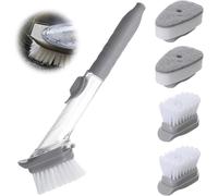 Vaisselle avec Reservoir,à Vaisselle Set avec 2 Têtes Remplacement et 2 Remplacer L'éponge,de Cuisine Rechangeable,pour Vaisselle Casserole Poele et Evier Nettoyage