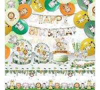 Vaisselle d'anniversaire Animaux de la Jungle 20 personnes 218 pièces Décoration d'anniversaire Animaux de la jungle Vaisselle Fête Safari et Jungle Décoration Fête Sauvage de la Jungle Louça Animais