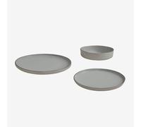 Vaisselle De 12 Pièces En Grès Ronilena Gris Dauphin Gris