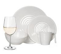 Vaisselle de camping en mélamine pour 4 personnes 16 pièces + 4 verres à vin blancs Timo - Vaisselle de table pour pique-nique et barbecue