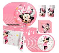 Vaisselle de Decoration Anniversaire Minnie, Ensemble de Vaisselle Minnie Anniversaire-Gobelet Assiette Anniversaire Nappe