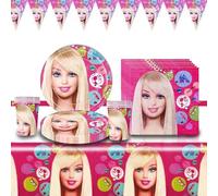Vaisselle de Fête Anniversaire Fille - Décoration 62 Pcs, Bannières, Assiettes en Papier, Serviettes, Tasses, Nappe pour Fête Filles, 20 Personnes