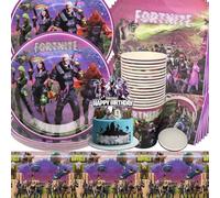 Vaisselle de Fête Anniversaire Jeu Vidéo,Doyomtoy 62 Pièces Vaisselle Papier Set Assiettes en Papier Serviettes Tasses pour Fête à Thème Jeu Vidéo Décorations Fête d'Anniversaire