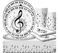 Vaisselle de Fête Anniversaire Musicales,Musicales Utensils Party Birthday Set, Papier Serviettes Tasses pour Fête à Thème Musique Décorations Fête d'Anniversaire (41 PCS 10Invités)