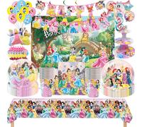 Vaisselle de fête d'anniversaire princesse rose, serviettes, nappe, gobelets, assiettes, ballons, décoration de fête d'anniversaire pour filles, cadeaux 1pcs tablecloth