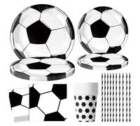Vaisselle de fête de football pour 10 invités, vaisselle de football, décorations de fête de football, vaisselle de fête d'anniversaire pour enfants, avec assiettes en carton, gobelets, serviettes