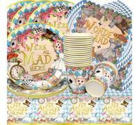 Vaisselle de Fête Filles Anniversaire,Doyomtoy Princesse Vaisselle Papier Set Assiettes en Papier Serviettes Tasses pour Fête à Thème Alice Baby Shower Décorations Fête d'Anniversaire 20 personnes