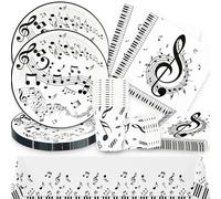 Vaisselle de fête musicale, 61 pièces de décorations d’anniversaire de musique, ensemble de thème de note e piano, y compris assiette à musique, tasse, serviette en papier, nappe musicale