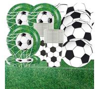 Vaisselle de Fête sur le Thème du Football, 61 Pièces, Avec Assiettes, Tasses, Serviettes et Nappes pour une Fête de Football pour 20 Personnes