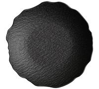 Vaisselle en céramique Assiette à manger for la maison, assiette profonde, hôtel, Restaurant, assiette creuse en céramique, vaisselle, assiette à vaisselle, assiettes à dîner empilables(Black,11inch)