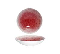 Vaisselle en céramique Bol profond rond émaillé à large bouche en céramique, vaisselle simple rétro exquise -9,5 pouces rouge(9.5 inch red)