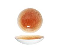 Vaisselle en céramique Bol profond rond émaillé à large bouche en céramique, vaisselle simple rétro exquise -9,5 pouces rouge(8.5 inch orange)