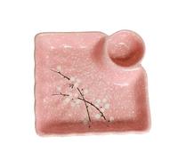 Vaisselle en céramique japonaise peinte à la main en forme de fleur de prunier créative pour restaurant dim sum - plaque grille - rose