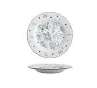 Vaisselle en céramique noire en forme de papillon résistant à la chaleur pour la maison rétro sous glaçure - Bord peu profond de 25,4 cm