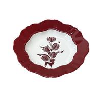 Vaisselle En Céramique Rouge Tulipe Bols Assiettes Plateaux À La Maison Dîner Collation Petit Déjeuner Dessert Nid D'oiseau Salade Fruits Crème Glacée Soupes Pâtes Collations(Plaque de 9 pouces)