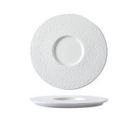 Vaisselle exquise nordique minimaliste en céramique noire et blanche - 25,4 cm - Blanc plat