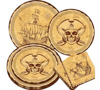 vaisselle fête pirate pour 20 invités assiettes anniversaire thème pirate gobelets serviettes carton décorations navire enfants garçons filles sans éléments métalliques