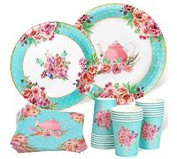 Vaisselle Jetable Anniversaire Floral Vintage Assiette Carton Gobelet Serviette Papier Paille Nappe Bannière pour Mariage Evjf Fille Assiette Jetable Anniversaire 20 Invités
