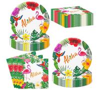 Vaisselle Jetable Anniversaire Hawai 40 Pièces 20 x Assiette Jetable Flamant Rose et 20 x Aloha Serviette Papier Decoration Anniversaire Tropical Luau Pool Party Jardin Mariage Plage et Fêtes d’été