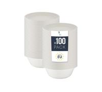 Vaisselle jetable BenBow Bol Jetable en Bagasse, Biodégradable, Catering 500 ml Avec couvercle x100