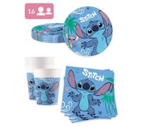 Vaisselle jetable - Kit anniversaire 16 personnes Stitch