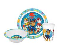 Vaisselle pour enfant Pat' Patrouille Boys 3 pièces en polypropylène - Assiette, bol, gobelet, plastique incassable - Pour garçon, Marshall, Chase, Geda, Geda Labels - Sans BPA - Vaisselle en